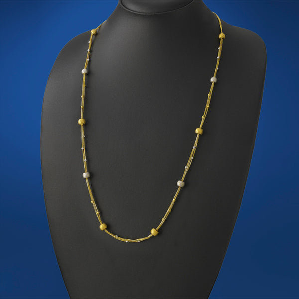 Long Gold Chain Ball Necklace 22K Yellow