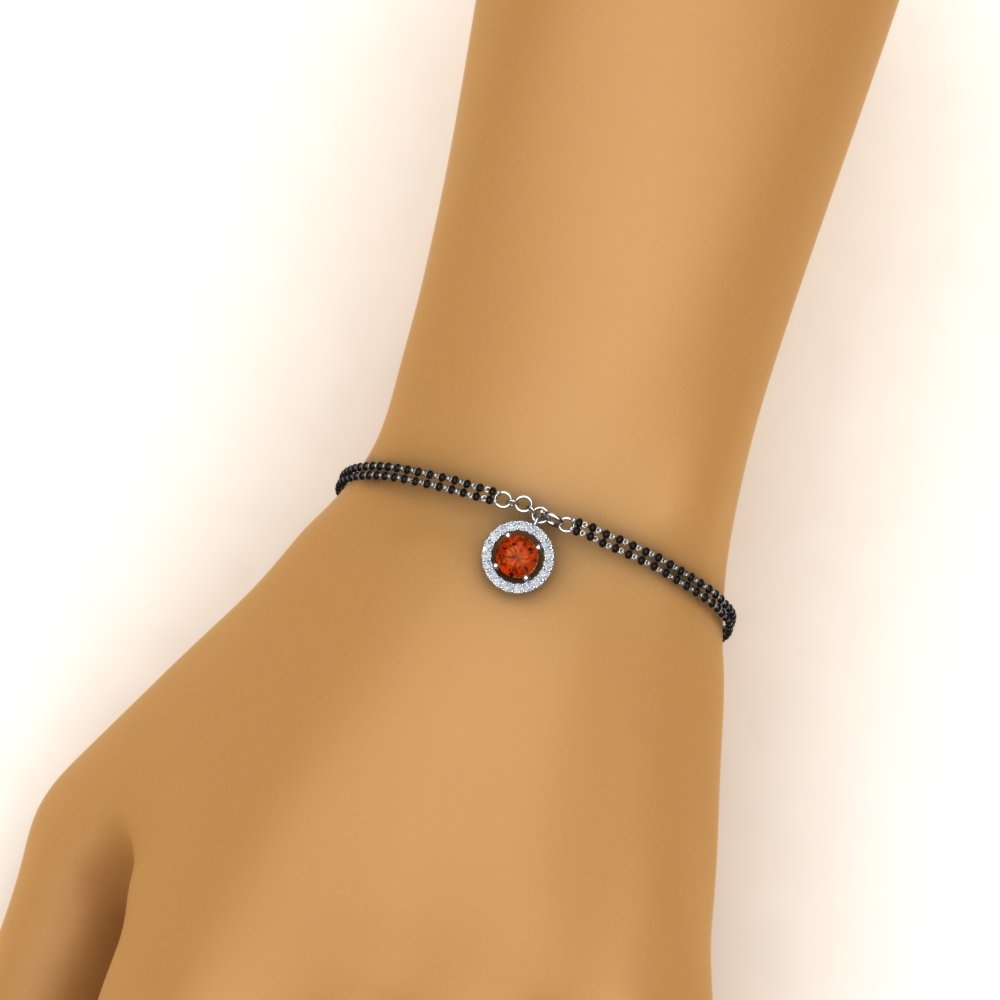 Orange Sapphire Halo Drop Mangalsutra Bracelet