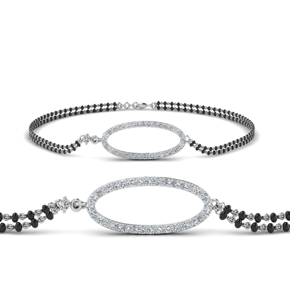 Oval Design Diamond Mangalsutra Bracelet