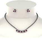 Load image into Gallery viewer, Peardrop-Diamond-Mangalsutra-Set-With-Pink-Sapphire