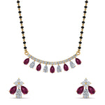 Load image into Gallery viewer, Peardrop-Diamond-Mangalsutra-Set-With-Pink-Sapphire