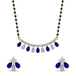 Load image into Gallery viewer, Peardrop-Diamond-Mangalsutra-Set-With-Sapphire