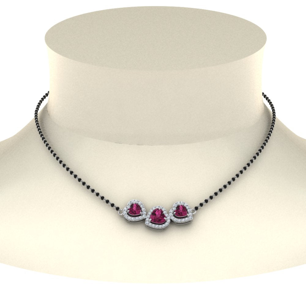 Pink-Sapphire-Heart-3-Stone-Mangalsutra-Necklace