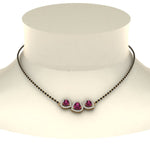 Load image into Gallery viewer, Pink-Sapphire-Heart-3-Stone-Mangalsutra-Necklace