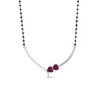 Load image into Gallery viewer, Pink-Sapphire-Heart-Simple-Diamond-Mangalsutra
