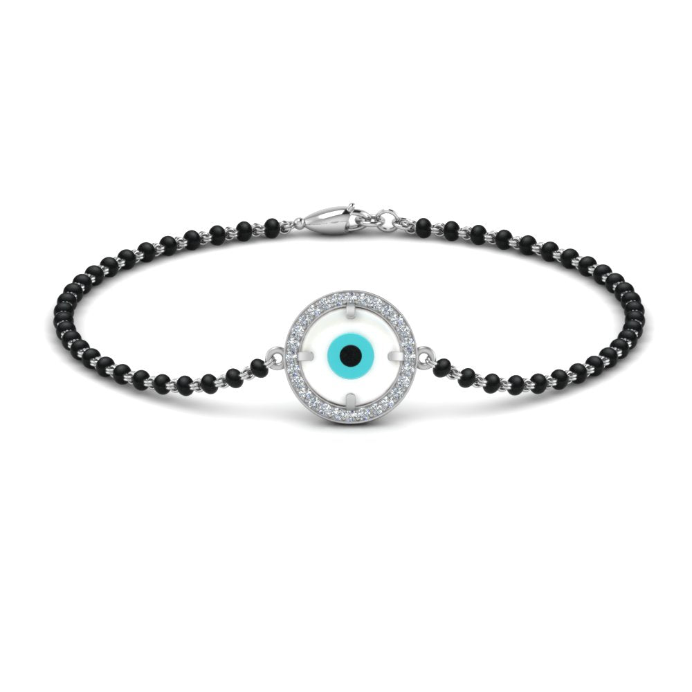 Round Evil Eye Mangalsutra Bracelet With Diamond