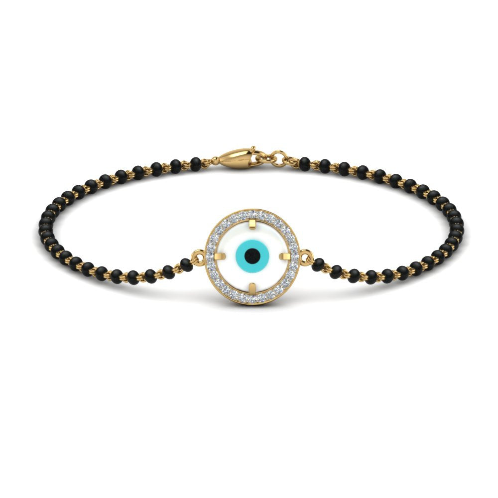 Round Evil Eye Mangalsutra Bracelet With Diamond