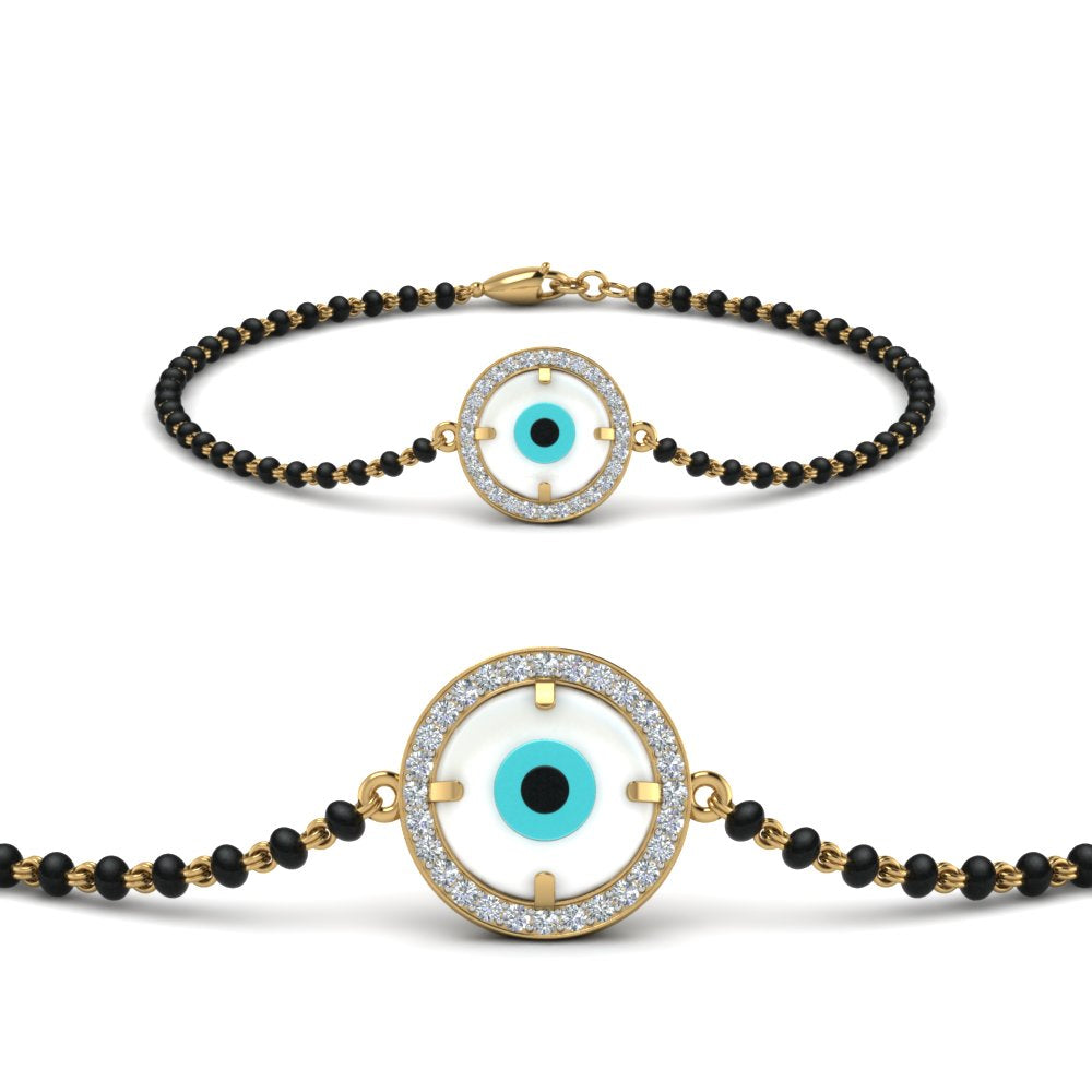 Round Evil Eye Mangalsutra Bracelet With Diamond