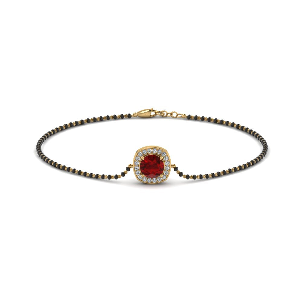 Ruby Bracelet Mangalsutra With Black Beads