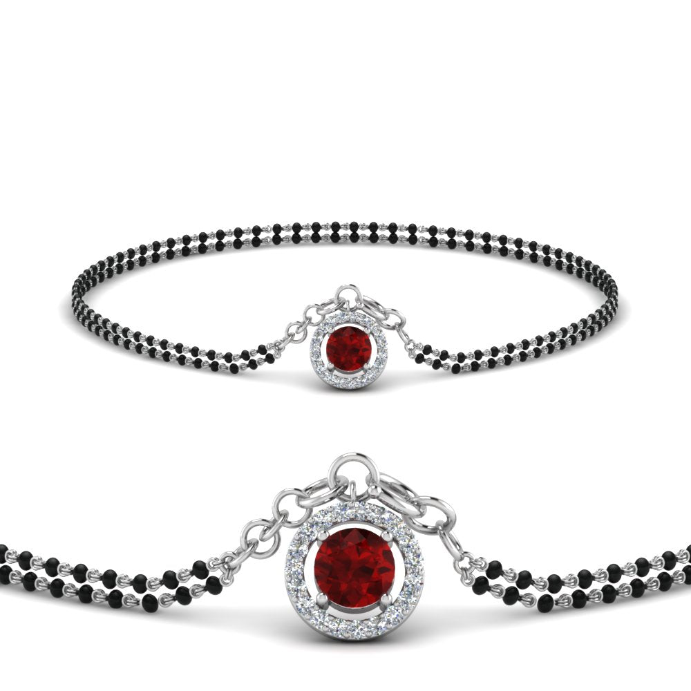 Ruby Halo Drop Mangalsutra Bracelet