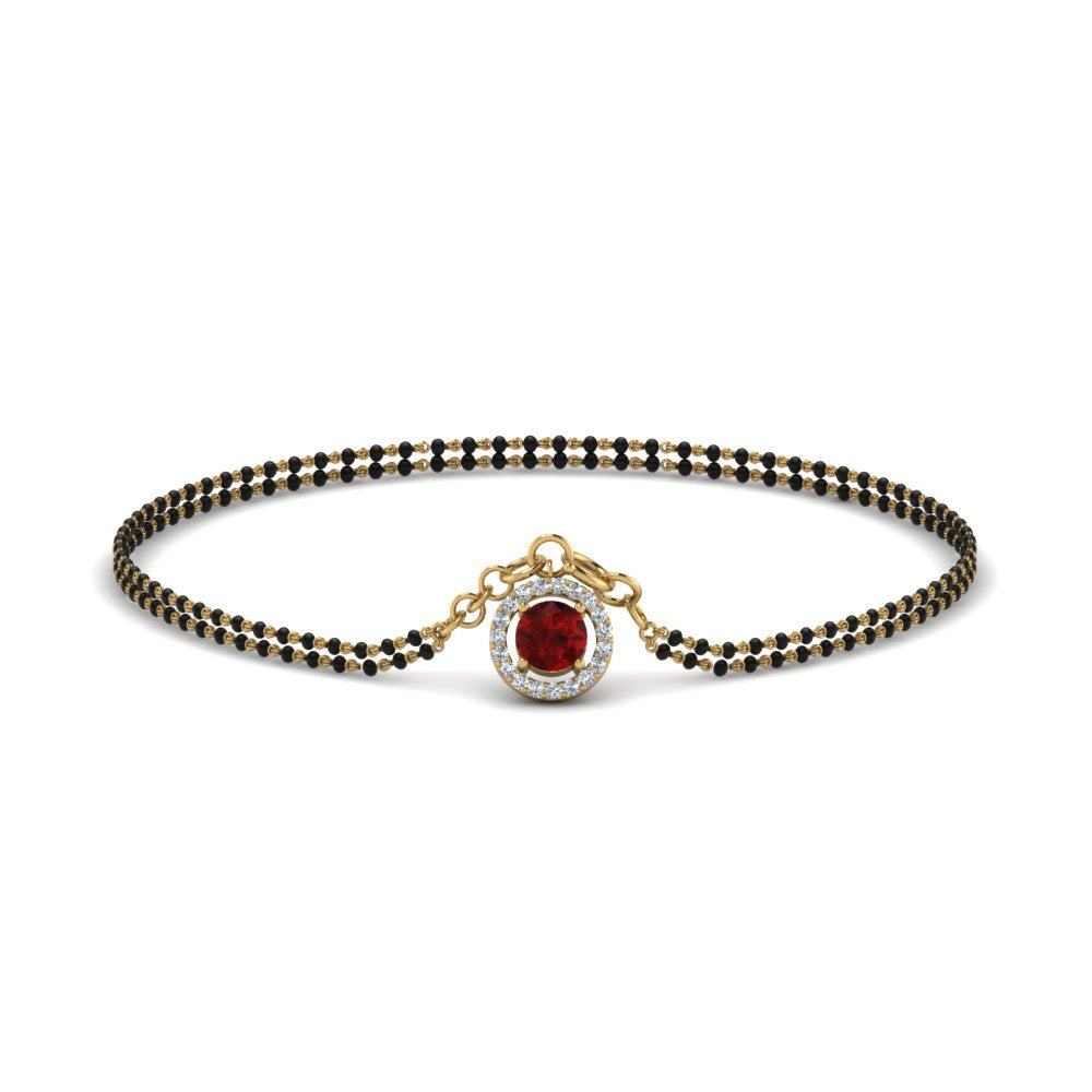 Ruby Halo Drop Mangalsutra Bracelet