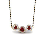 Load image into Gallery viewer, Ruby-Heart-3-Stone-Mangalsutra-Necklace