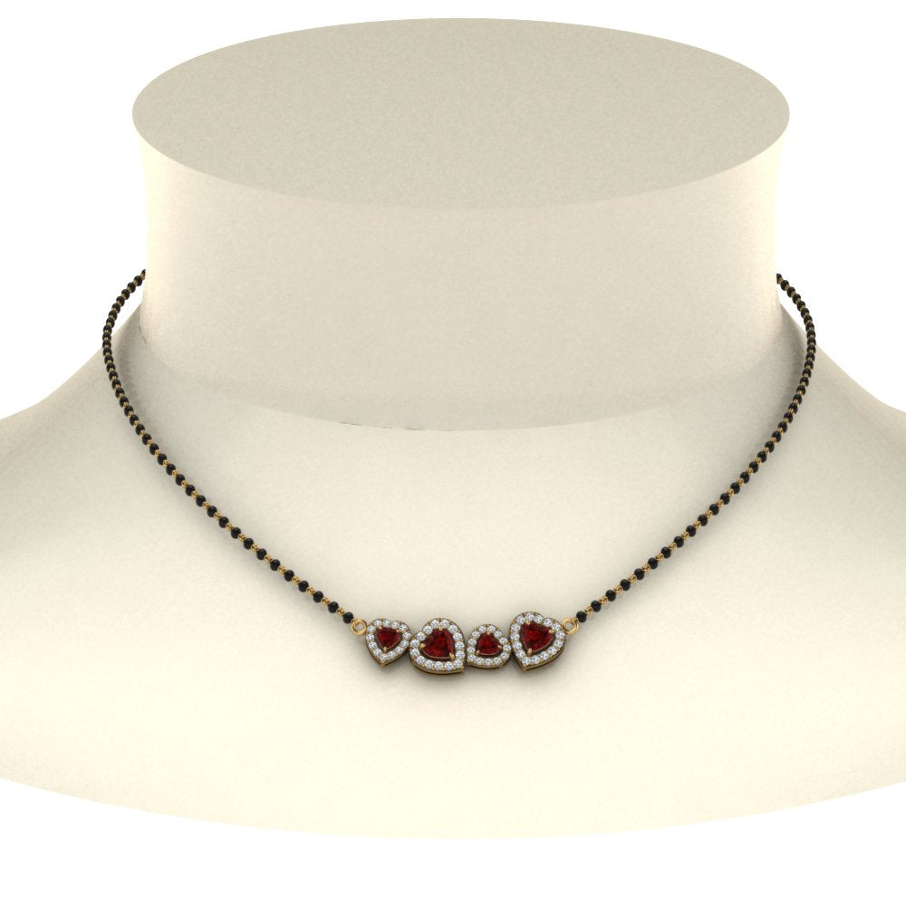 Ruby Heart Halo Diamond Mangalsutra
