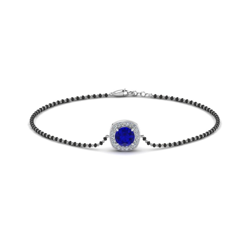 Sapphire Bracelet Mangalsutra With Black Beads