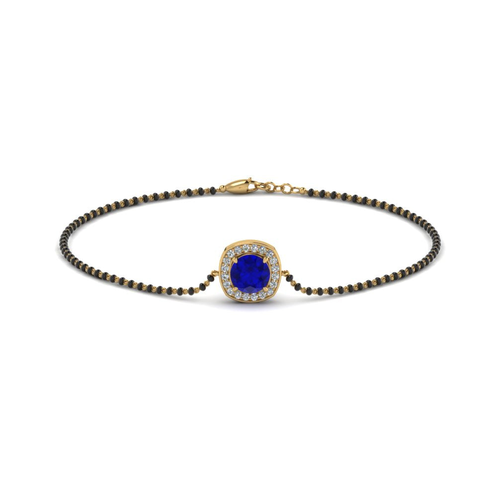 Sapphire Bracelet Mangalsutra With Black Beads