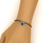 Load image into Gallery viewer, Blue Sapphire Halo Drop Mangalsutra Bracelet
