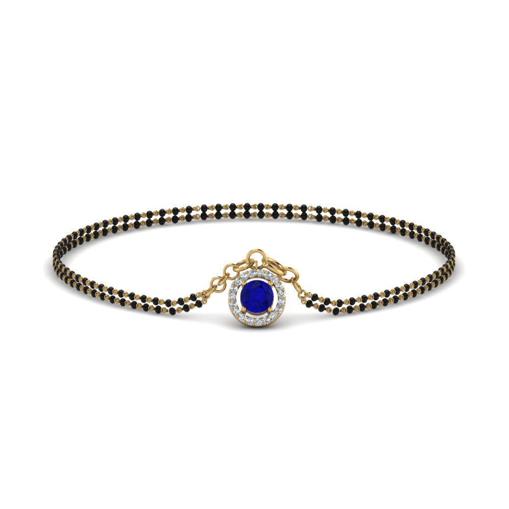 Blue Sapphire Halo Drop Mangalsutra Bracelet