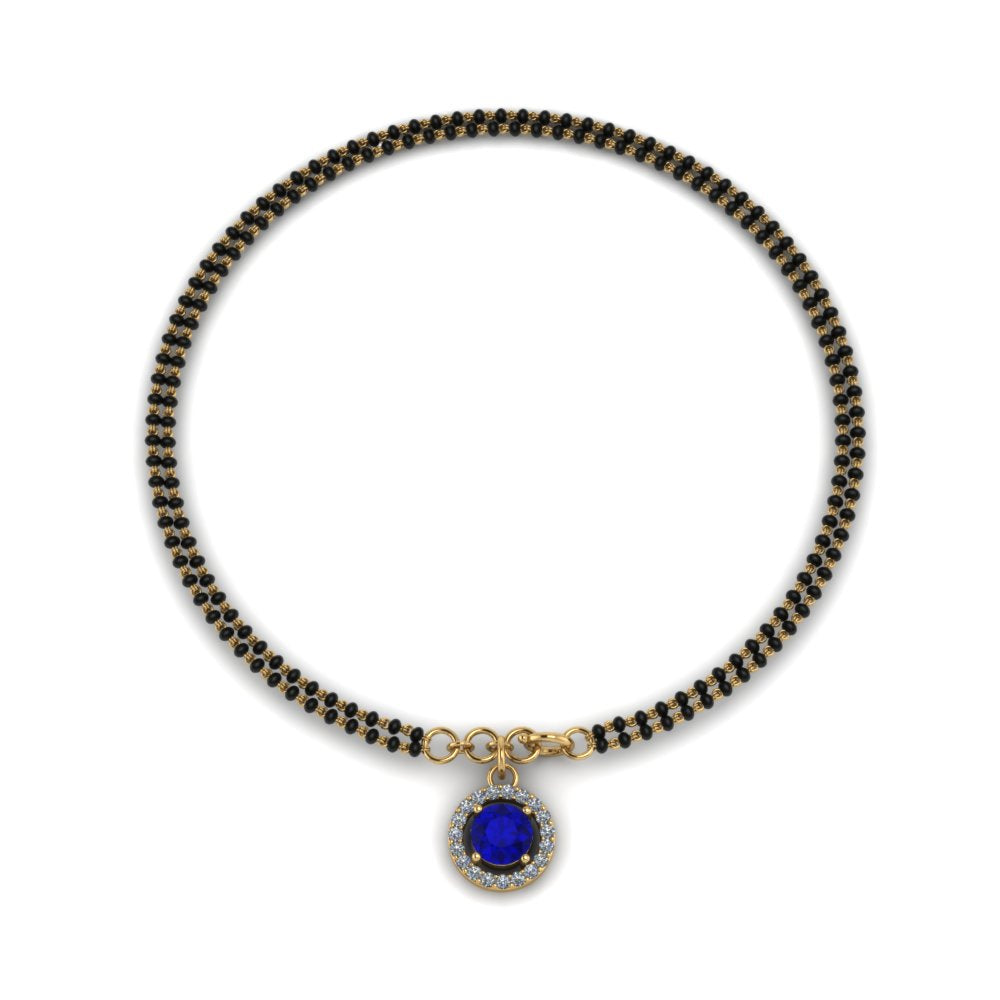 Blue Sapphire Halo Drop Mangalsutra Bracelet