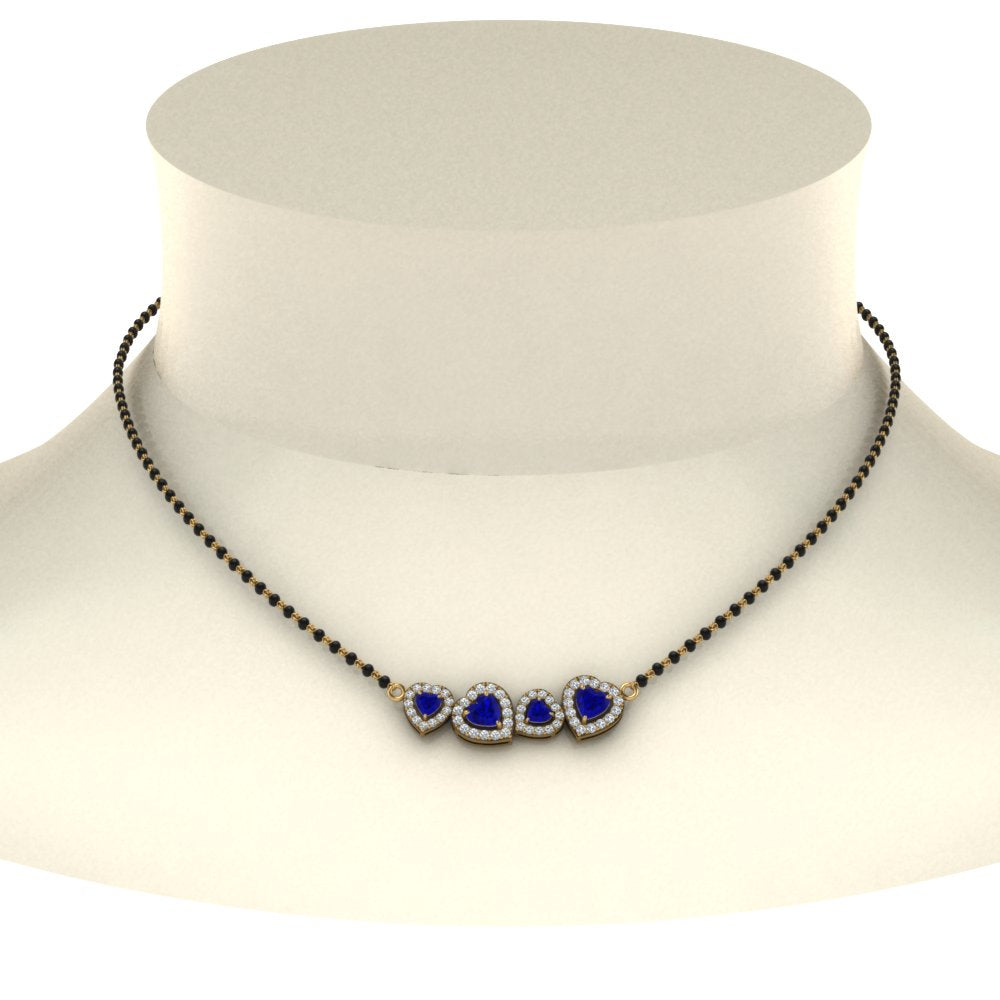 Sapphire Heart Halo Mangalsutra