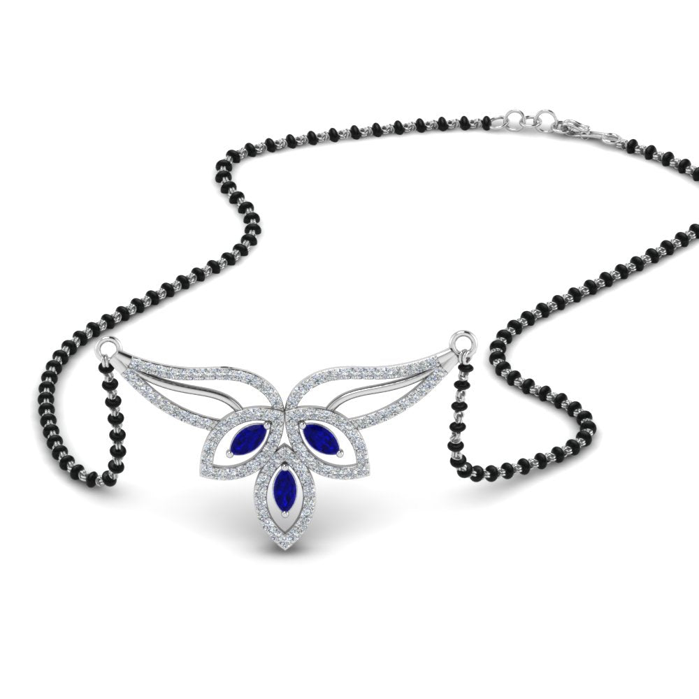 Sapphire-Petal-Mangalsutra-Pendant