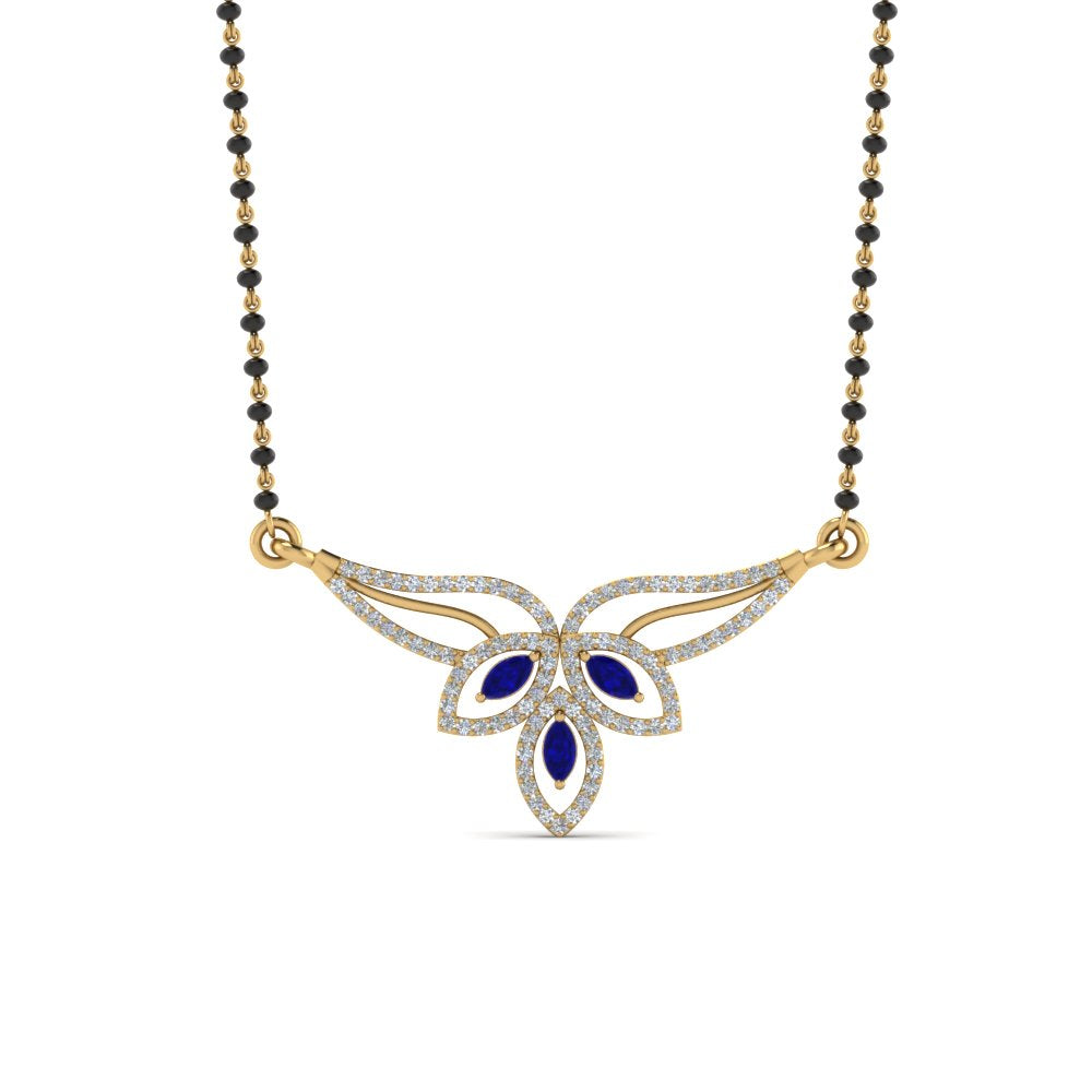 Sapphire-Petal-Mangalsutra-Pendant