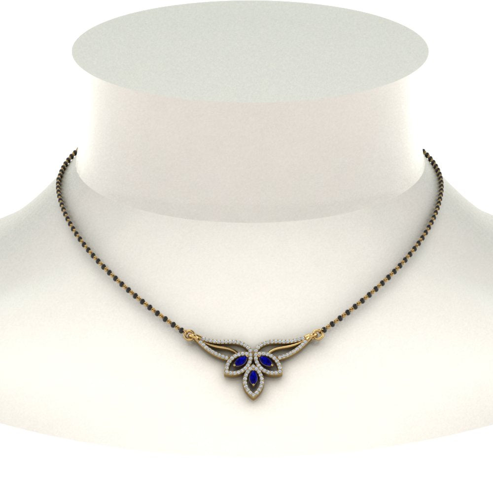 Sapphire-Petal-Mangalsutra-Pendant