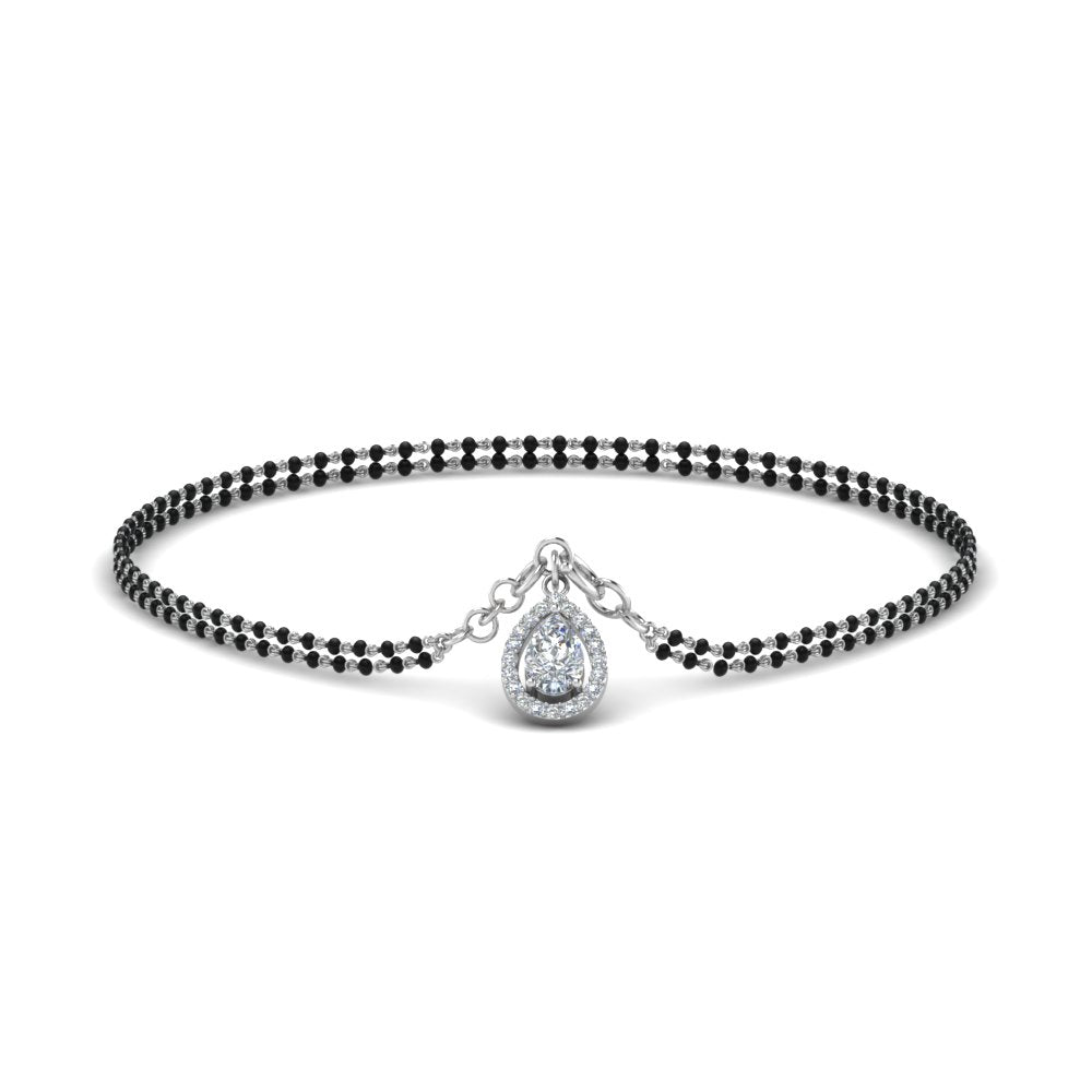 Teardrop Halo Diamond Bracelet Mangalsutra