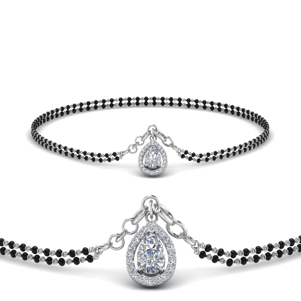 Teardrop Halo Diamond Bracelet Mangalsutra