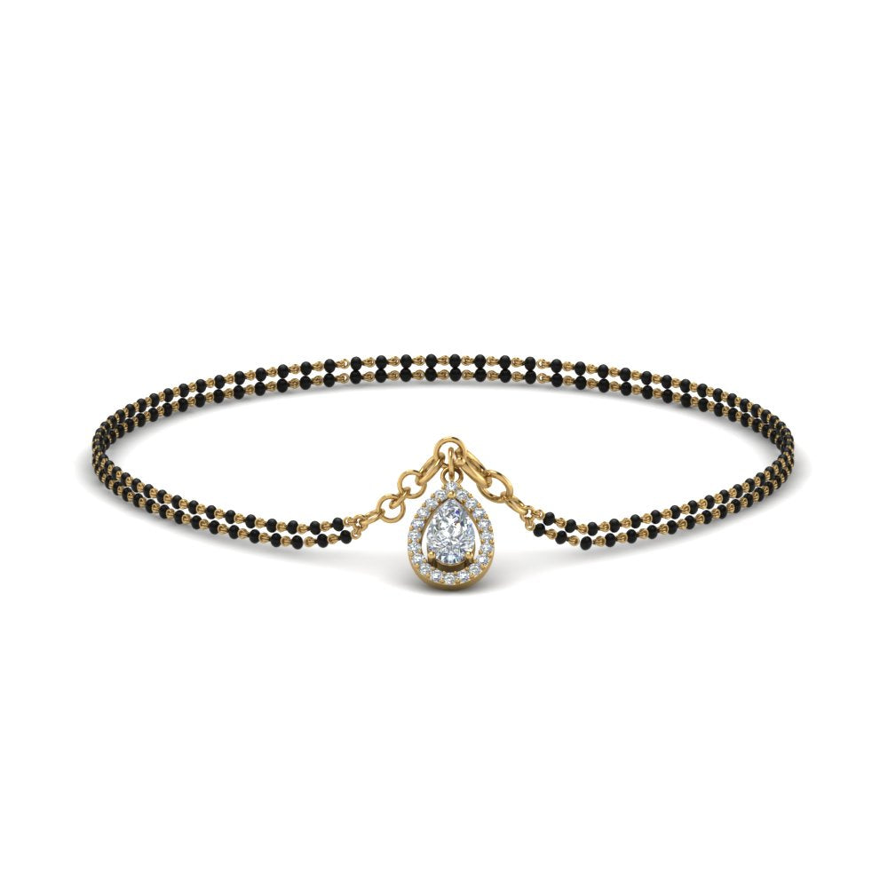 Teardrop Halo Diamond Bracelet Mangalsutra