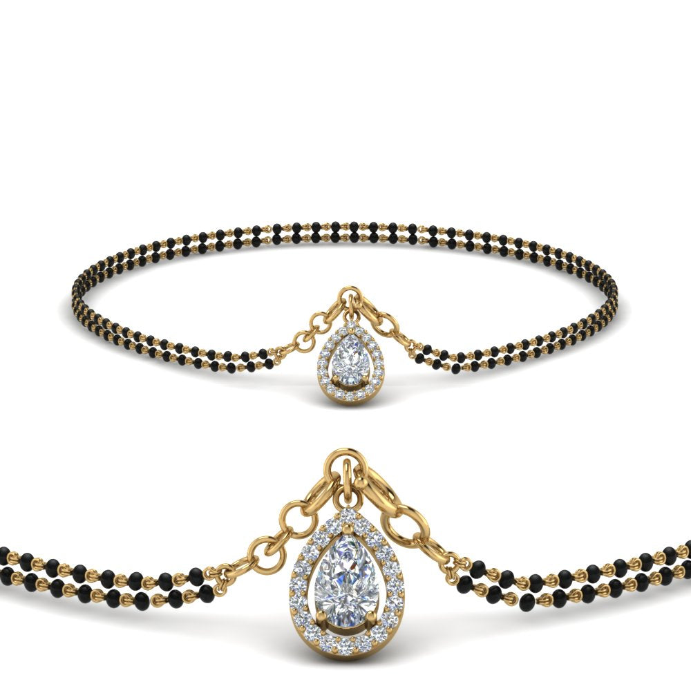 Teardrop Halo Diamond Bracelet Mangalsutra