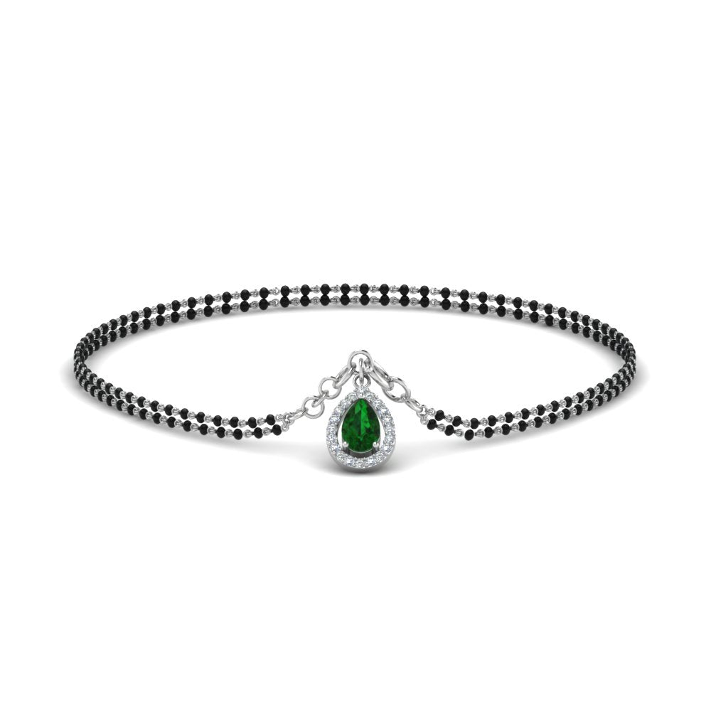Teardrop Halo Emerald Bracelet Mangalsutra