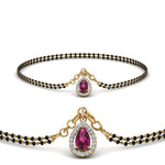 Load image into Gallery viewer, Teardrop Halo Pink Sapphire Bracelet Mangalsutra