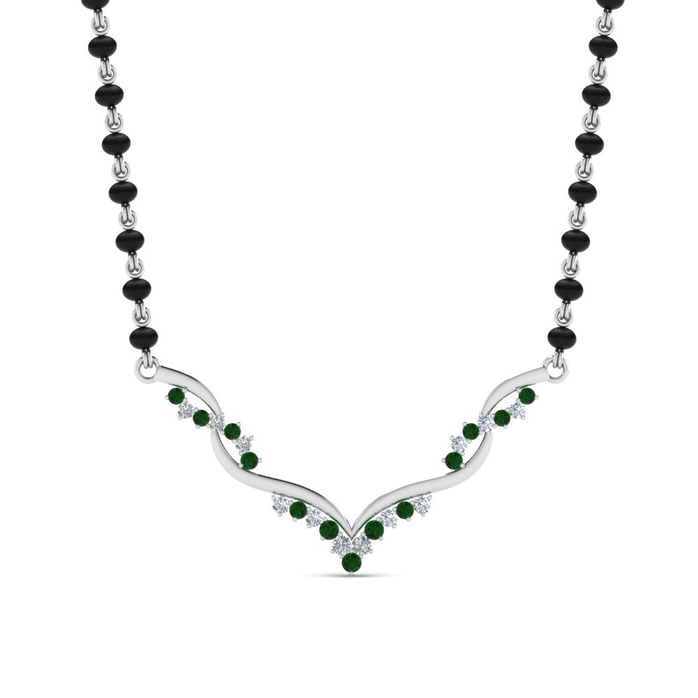 Twisted-Diamond-Necklace-Mangalsutra-With-Emerald