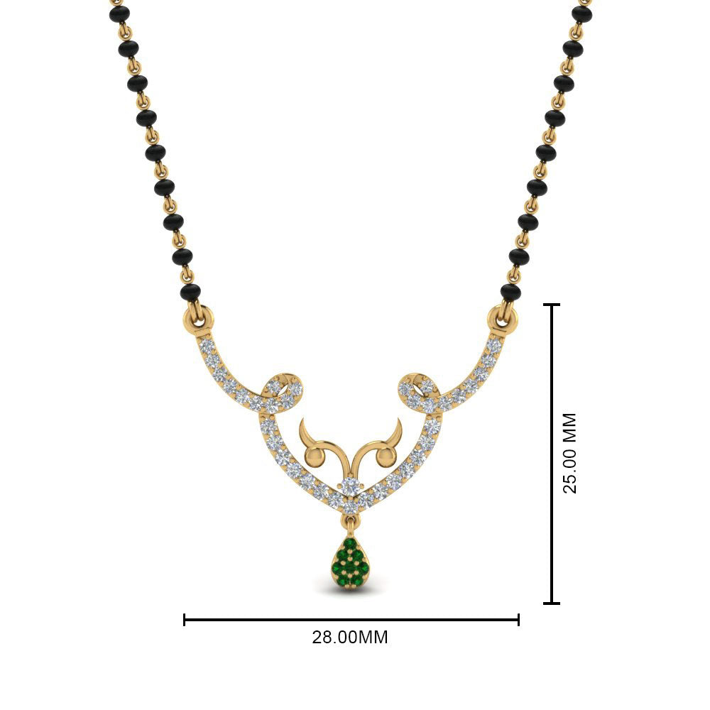 Unique-Diamond-Mangalsutra-Pendant-With-Emerald