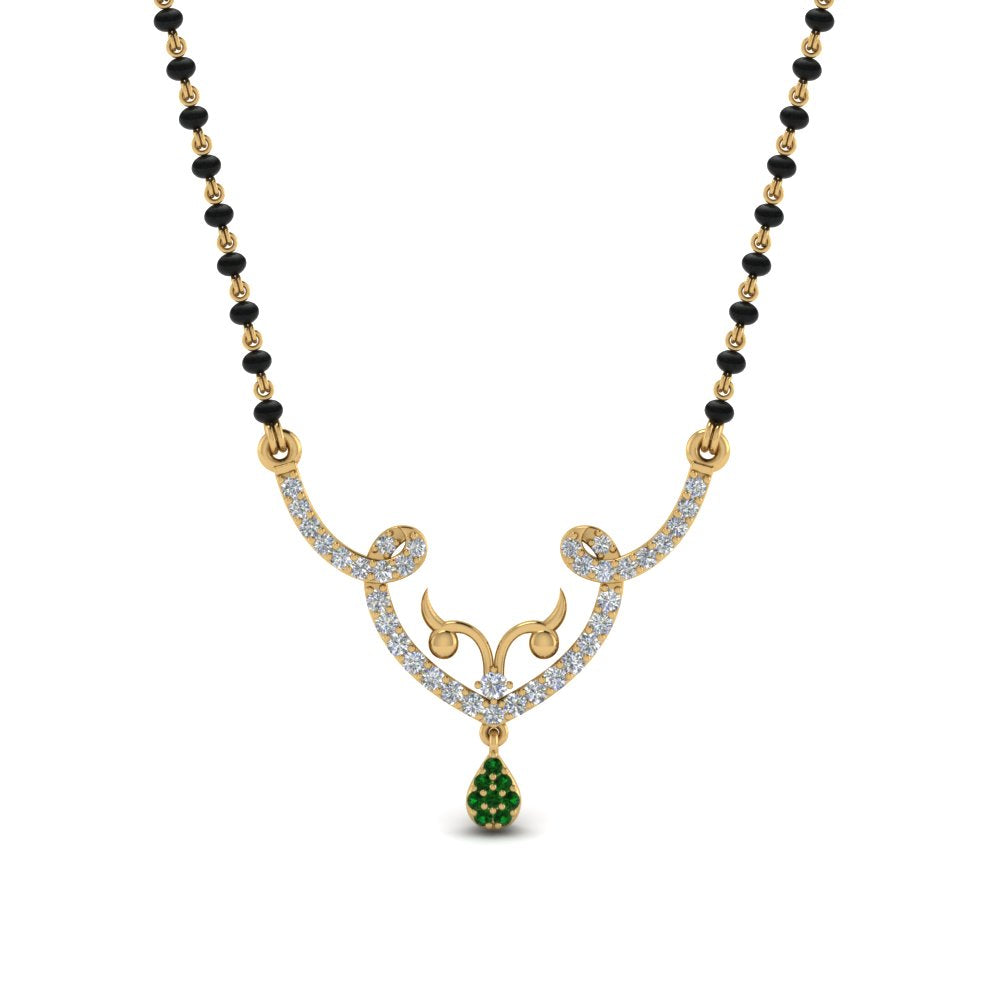 Unique-Diamond-Mangalsutra-Pendant-With-Emerald