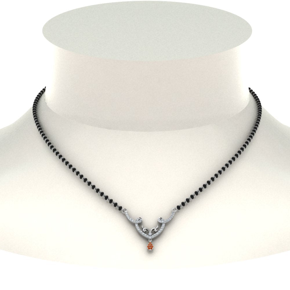 Unique-Diamond-Mangalsutra-Pendant-With-Orange-Sapphire