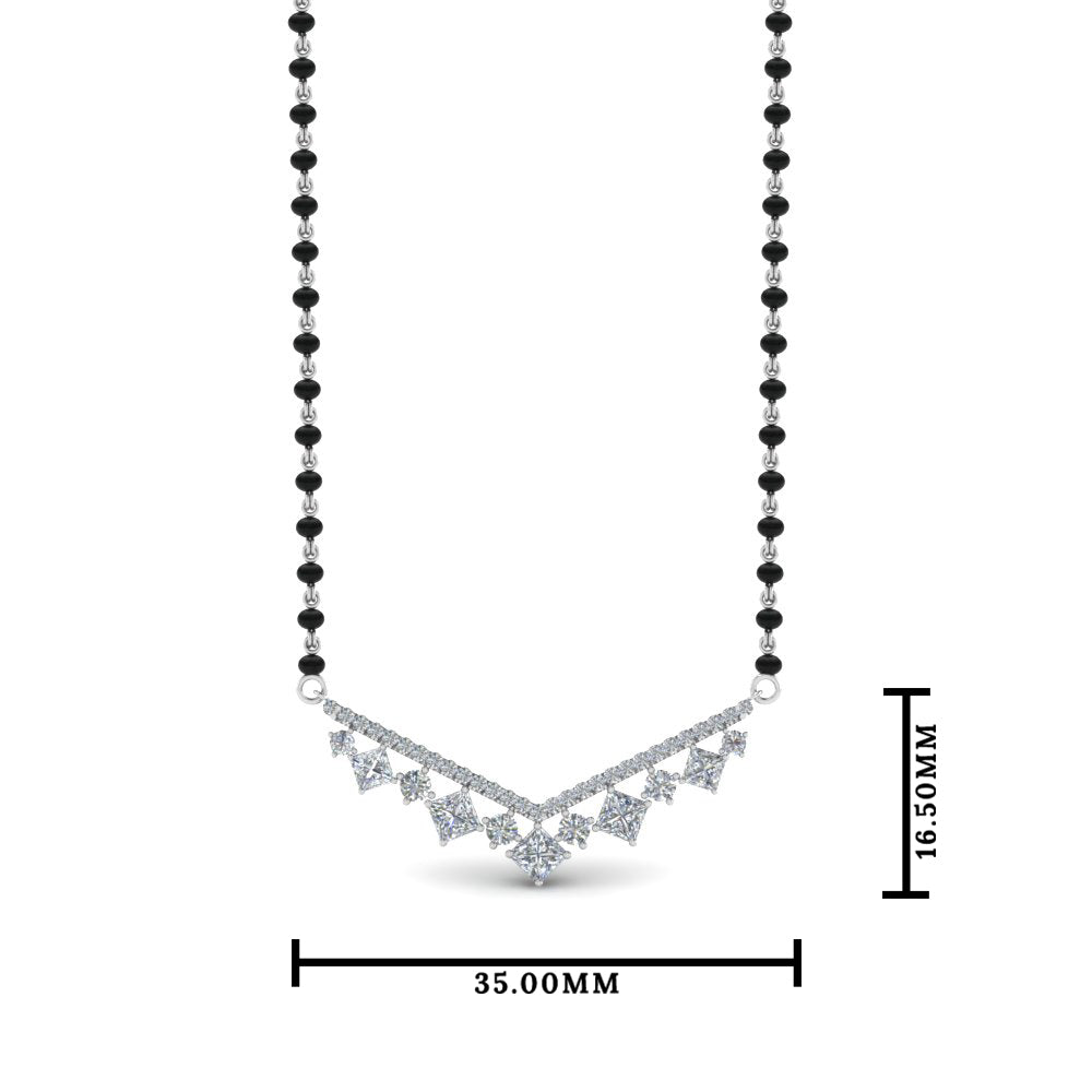 V Shaped Bar Diamond Mangalsutra