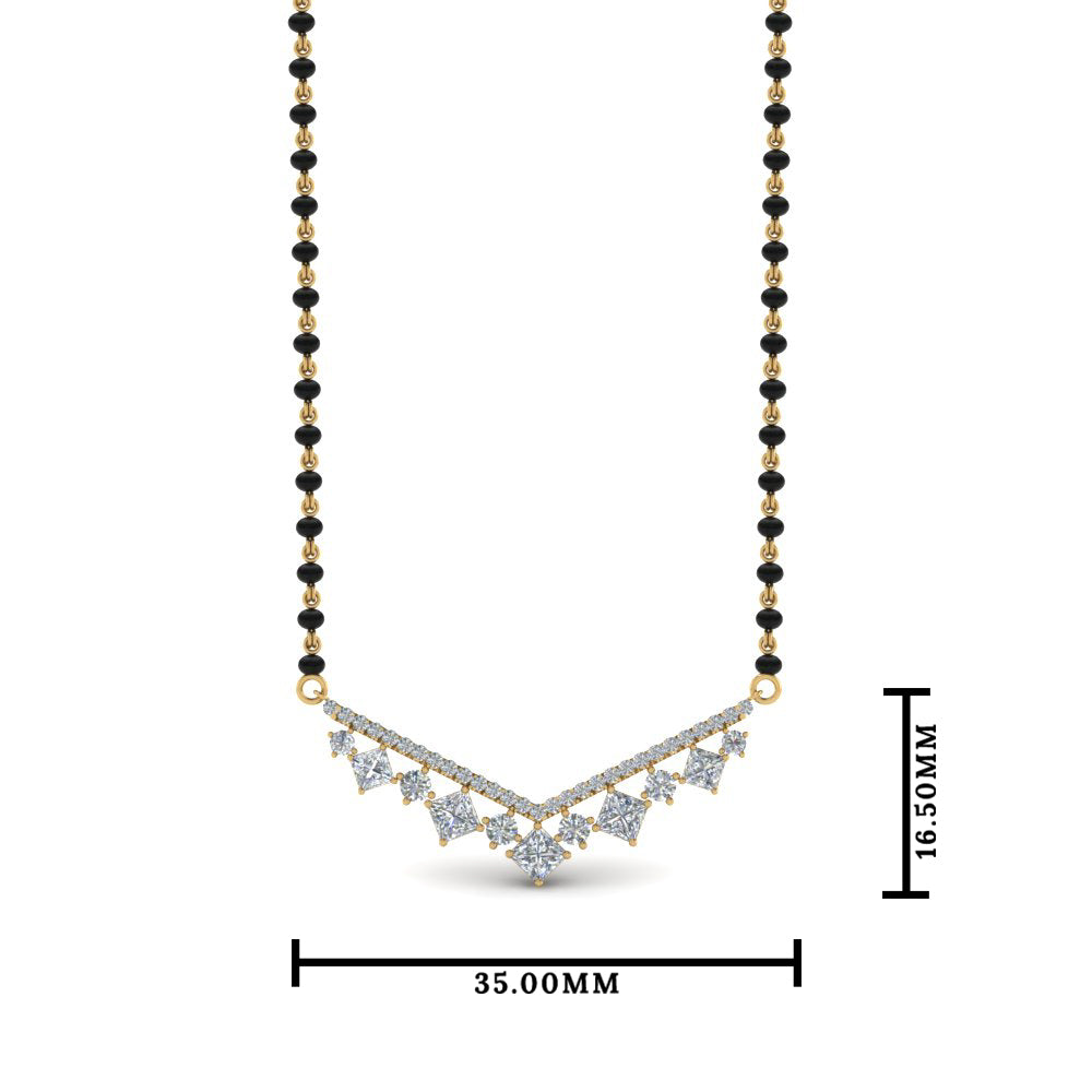 V Shaped Bar Diamond Mangalsutra
