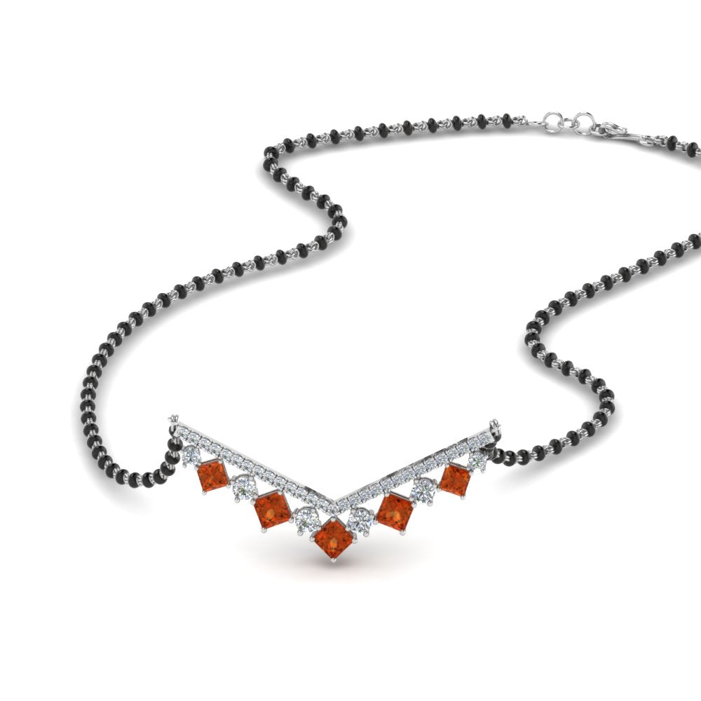 V-Shaped-Bar-Diamond-Mangalsutra-With-Orange-Sapphire