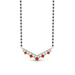 Load image into Gallery viewer, V-Shaped-Bar-Diamond-Mangalsutra-With-Orange-Sapphire
