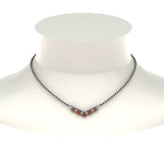 Load image into Gallery viewer, V-Shaped-Bar-Diamond-Mangalsutra-With-Orange-Sapphire
