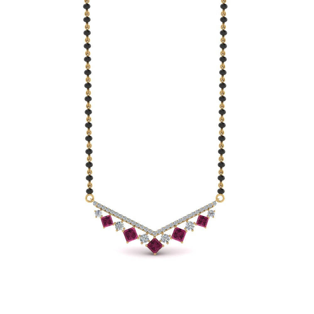 V-Shaped-Bar-Diamond-Mangalsutra-With-Pink-Sapphire