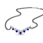 Load image into Gallery viewer, V-Shaped-Bar-Diamond-Mangalsutra-With-Sapphire