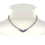 Load image into Gallery viewer, V-Shaped-Bar-Diamond-Mangalsutra-With-Sapphire