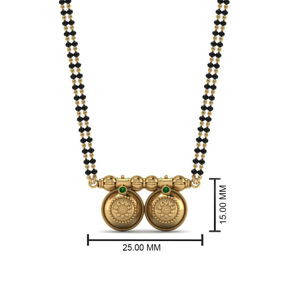 Vati Maharashtrian Mangalsutra With Emerald